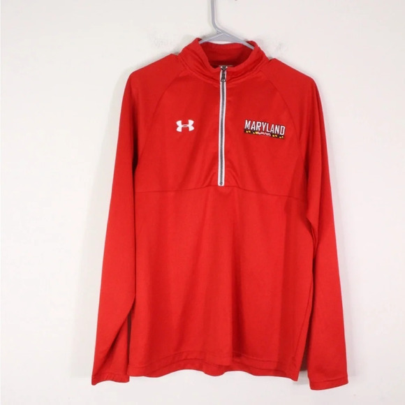 UNDER ARMOUR Men/Women Red Maryland Terrapins Loose Fit Half Zip Medium - Picture 1 of 6